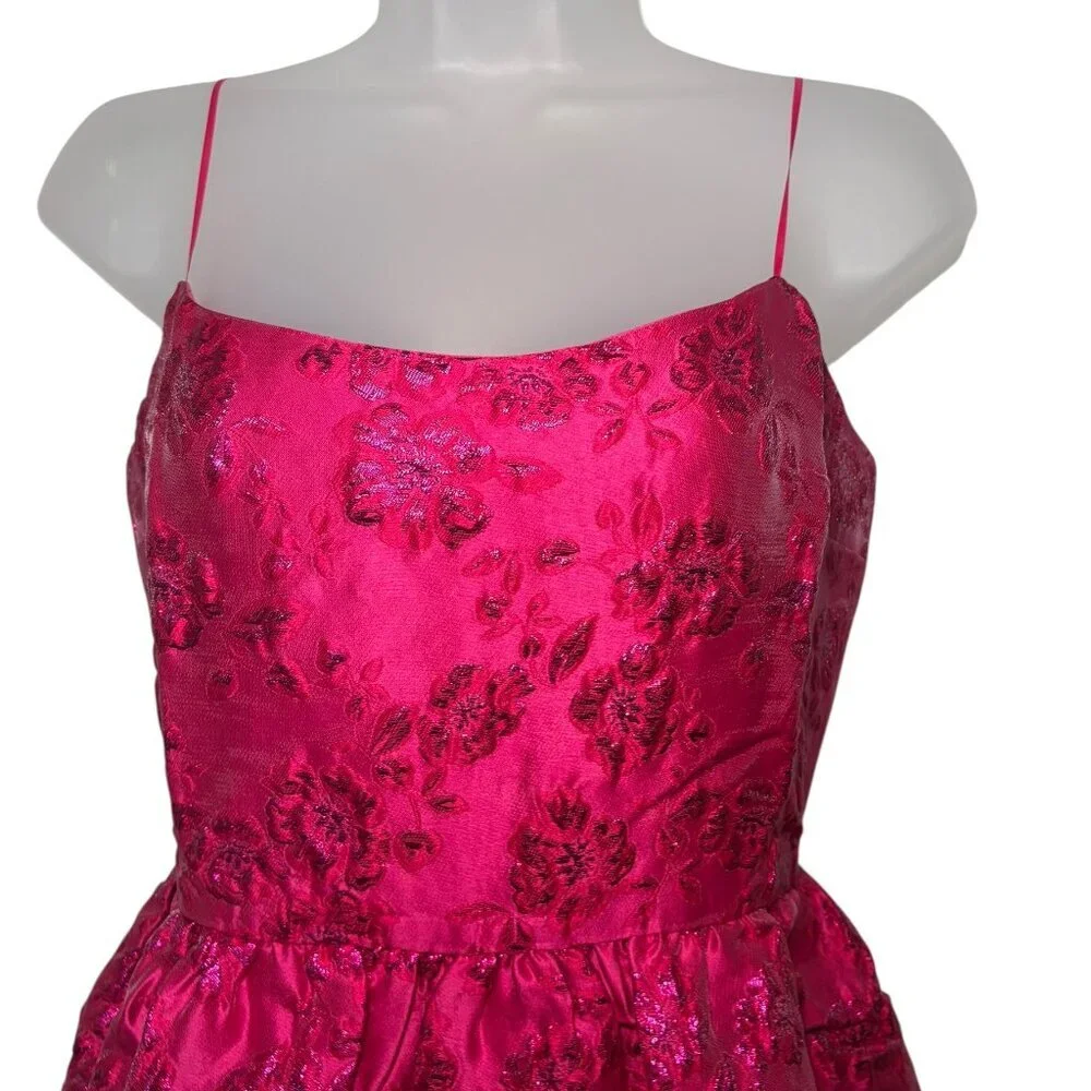 Amanda Uprichard Addison Pink Brocade Strapless Bubble Hem Dress M NWT - Picture 4 of 6